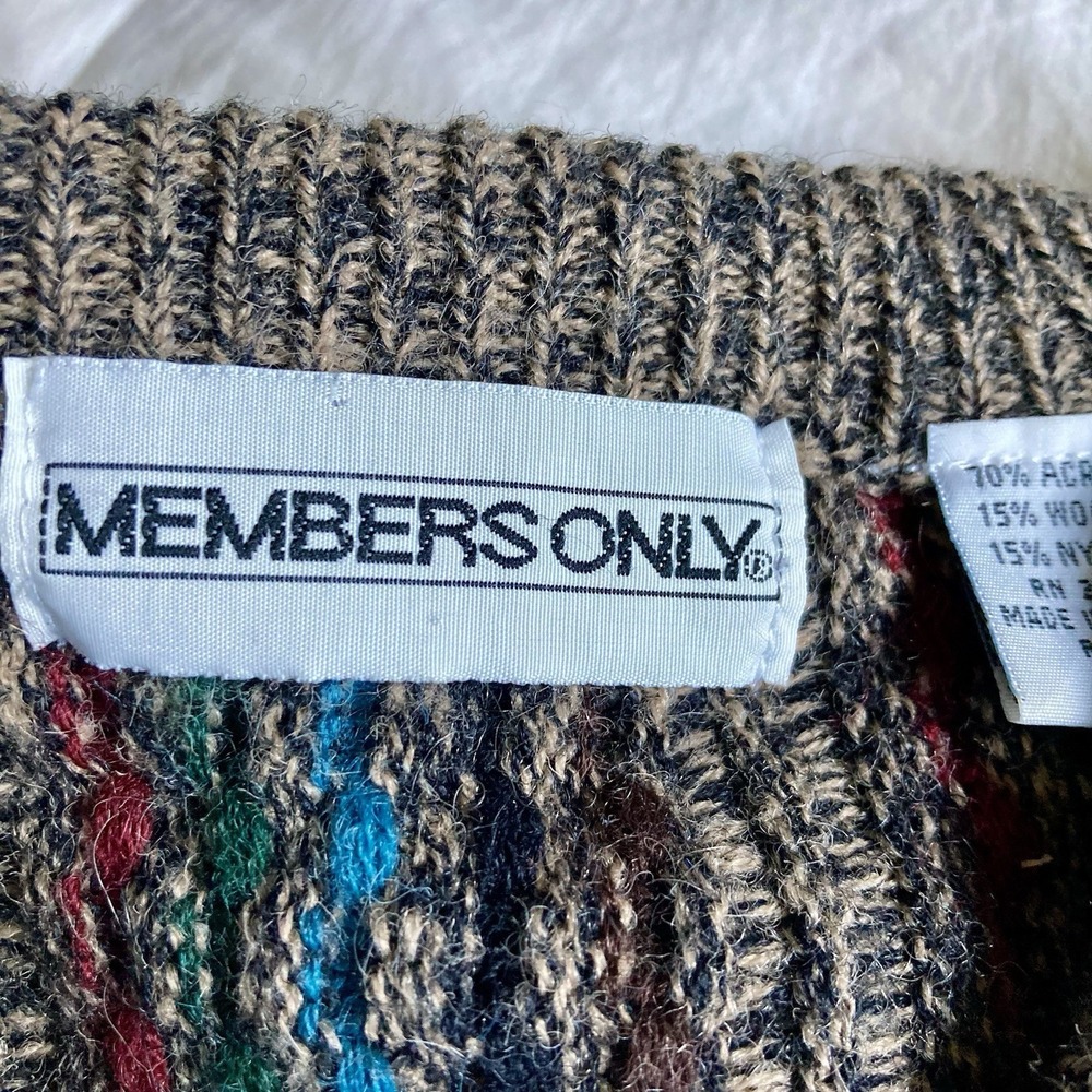 Vtg Members Only Sweater Vest Wool Blend Mens L Eclectic Grandpa Grandpacore EUC - Picture 5 of 10